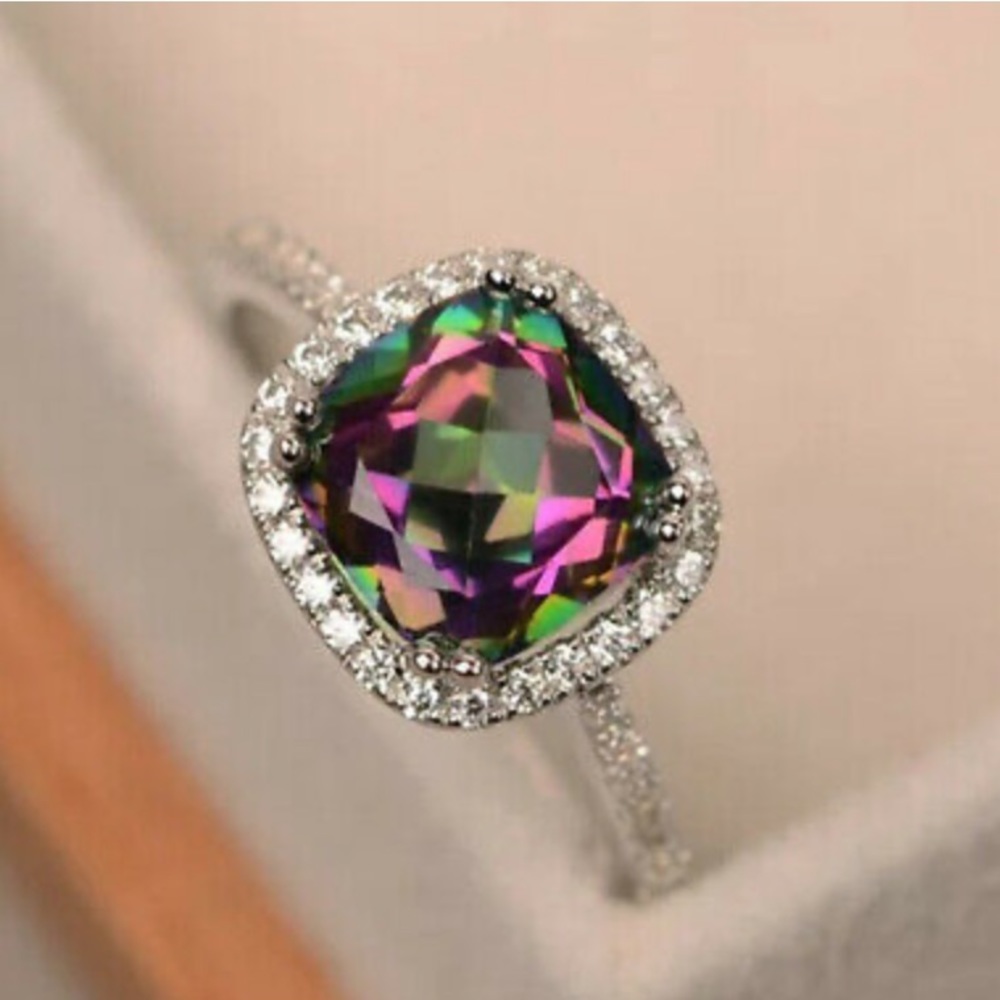 NEW 925 Sterling Silver  Mystic Topaz Ring
